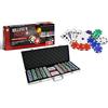MGM GAMES-Valigetta con 500 fiches da poker-Multicolore-140500-Gioco di carte-Metallo-2-6 giocatori-Carte da gioco-Giochi da tavolo-11,5 g-56 cm x 21 cm, Multicolore, 140500