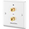 deleyCON Altoparlanti Multimediali Wallbox Scatola di Derivazione a Muro con Spina a Banana Prese per 1 Altoparlante (Rosso/Nero) - Sistema Audio Surround Hi-Fi Home Cinema