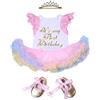 BABYPREG BABAYPREG Primo Compleanno Bambina Vestiti Tutu con Fascia (9-12 Mesi, Bianco)