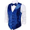 Barry.Wang Set Gilet con Fiocco da Uomo, Gilet Lucido con Paillettes per Cerimonia, Discoteca, Festa, Abito da Cerimonia Casual, S