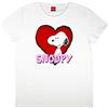 Popgear Peanuts Snoopy Love Heart Femminile Reversibile Paillettes T-Shirt Bianca S | S-XXL, Donne da Regalo, Signore Baggy Oversize Allentato Moda Top, Idea Regalo di Compleanno