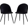 EGOONM Set di 2 Sedie da Pranzo, Sedia in Stile Nordico in Velluto con Gambe in Metallo Sedie da Cucina (Nero)