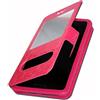 PH26 Custodia a portafoglio per Oppo A73 5G Extra Slim X 2 Finestre in eco pelle di qualità con chiusura magnetica e impunture, compatibile con Oppo A73 5G, colore: Rosa fucsia