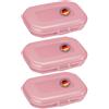 Westmark 3 x Snack Box Contenitore per Pane, con Chiusura a Scatto, Altezza 3.7 cm, Plastica, Mini, Rosa, 235122EP