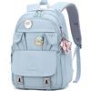 Makukke Zaino da scuola per ragazze, zaino da donna, impermeabile, con scomparto per laptop e antifurto, casual, per università elementare e superiore, Blu, Zaino daypack
