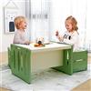 BenaRita Set tavolo e sedia per bambini Tavolo multifunzionale per attività e studio in plastica per bambini con 2 sgabelli Scrivania e sedie per bambini （Grigio Verde