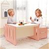 BenaRita Set tavolo e sedia per bambini Tavolo multifunzionale per attività e studio in plastica per bambini con 2 sgabelli Scrivania e sedie per bambini (Rosa Bianco)
