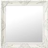 vidaXL Specchio da Parete Stile Barocco 60x60 cm Bianco