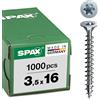 SPAX - Vite universale con testa svasata T-STAR plus, 4CUT, Filettatura piena, Bianco zincato, 3.5 x 16 mm, 1000 pezzi