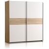 Forte Winnie Armadio ad ante scorrevoli, in legno derivato, rovere Sonoma abbinato al bianco, 61,2 x 170,3 x 190,5 cm