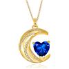 YONVUN Cristallo Zircon Luna Cuore ciondolo Mezzaluna Collana | Placcato oro 18k pietra preziosa rubino smeraldo zaffiro pianeta diamante gioielli regalo per moglie mamma figlia fidanzata