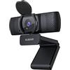 AUSDOM Autofocus Webcam FHD 1080P con Privacy Cover, AF640 Web Camera 30fps per Business, PC, DoppioMicrofono Integrato, Grandangolo 90°, Stream Web Cam per Videochiamate, Registrazione, Conferenze