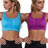 Jamron Donna Taglia Grossa Set di 2 Reggiseni Sportivi Alto Impatto - Cerniera Frontale Reggiseno Senza Ferretto con Imbottito Removibile per Yoga Fitness Jogging Nero + Nero M