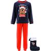 Paw Patrol Pigiama per Ragazzi, T-Shirt e Pantaloni Lunghi Set da 2 Pezzi per Ragazzo, Pigiama in Pile Blu Design Chase, Include Calza di Natale, Regalo per Bambino | Taglia 3 Anni - Blu