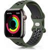 TOOB Cinturino per Apple Watch 45mm 44mm 42mm 41mm 40mm 38mm, Cinturino in Silicone Morbido e Traspirante per iWatch/Apple Watch Series 9 8 7 6 5 4 3 2 1 SE (42/44/45mm, Verde scuro/nero)