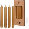 COMFORDER Set di 4 candele da tavola in tinta unita + a coste, 20 cm, durata 7 ore (oro)