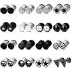 JeryWe 16 Paia Orecchini Borchie per Uomini Donne Acciaio Inossidabile Tondo Argento Nero Orecchini Finta Spina Orecchie Orecchio Vite Barbell Plugs Faux Misure Tunnel Orecchio A 8MM