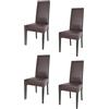 t m c s Tommychairs - Set 4 sedie imbottite modello Luisa per cucina e sala da pranzo, robusta struttura in legno di faggio wengè, seduta e schienale rivestiti in pelle artificiale color moka