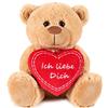 Brubaker Orsacchiotto Orso di Peluche con Scritta ICH Liebe Dich su Un Cuore di Peluche - 25 cm di Altezza