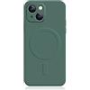 Mixroom - Custodia Cover per iPhone 13 Mini in TPU Silicone Morbido Compatibile con MagSafe Accessori con Cerchio Magnetico Integrato Verde Foglia