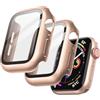 JETech Cover con Pellicola Protettiva per Apple Watch SE (2022/2020) /Series 6 5 4 44 mm, Custodia Protettiva Complessiva, Pellicola Integrata in Vetro Temperato, 2 Pezzi (Oro)