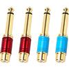 KUOQIY 4 Pezzi Adattatore Audio da 6.35mm (1/4 di Pollice) Mono Maschio TS a Femmina RCA, Adattatore da 6.35mm TS Jack a Connettore Audio RCA, Rosso e Blu