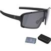 BBB Cycling, Occhiali da sole MTB per mountain bike e bici da strada, da uomo, donna, con custodia, protezione UV, infrangibile, grande lente torica, Chester Smoke, BSG-69T, bianco opaco, taglia unica