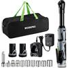 WORKPRO Chiave a Cricchetto Elettrica Senza Fili Set, Chiave a Cricchetto a Batteria 12V, 3/8, 55Nm Cricchetto a Batteria con 2 Batterie da 2,0 Ah, Luce LED, incl. 10 Prese, Custodia, Caricabatterie