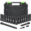 Ginour Set Bussole a Impatto 20 pezzi Ginour, 8-24 mm Esagonale Set Bussole 1/2 16 pcs, CR-V Bussole Lunghe con 3 Asta di Prolunga (3, 5 e 10) con adattatore da 3/8 a 1/2
