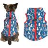 JINGTOPS Cappottino Cane Caldo Cappotti e Giubbotti per Cane Piumino Cane Gilet Antivento per Cani con Motivo natalizio e Anello a D Retro per Cani di Piccola Taglia Media Grande (L, alce blu)