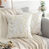 ETOLISHOP Federe Cuscini Divano 50x50cm in Velluto Copricuscini Divano Soggiorno Federe per Cuscini Moderni Oro Geometrica Copricuscini Divano Pillowcase per Camera Letto Auto Decorazione Bianco 20x20