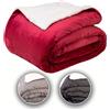 Komfortec Coperta in morbido pile, con certificazione Oeko-TEX, 220 x 240 cm, calda coperta per divano Sherpa, colore: bordeaux