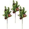 Flair Flower Ramo di abete artificiale con coni, bacche con neve artificiale, decorazione per albero di Natale, decorazione natalizia, ghirlande di fiori artificiali
