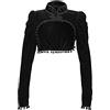 Vagbalena Donna Vintage Gotico Nero Coprispalle Velluto Vittoriano Scialle Manica Ruffle Estetico Steampunk Lace-Up Front Giacca Coprispalle Manica Lunga (Nero,S)