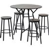 HOMCOM Set da Pranzo con Tavolo e 4 Sgabelli in Stile Industriale, Legno e Acciaio, Colore Noce|Aosom