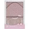 Interbaby Set Neonato Accappatoio con Cappuccio 1x1 m · MUSSOLA Puntos · Rosa Makeup· 100% Cotone & Bavlagino Rotondo 20x20 cm · INTERBABY