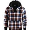 geeksport Felpa Uomo con Cappuccio Giacca Uomo in Pile Felpa Flanella a Quadri Caldo Giacca Invernale Camicia Boscaiolo con Zip caffè 3XL