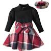 Miipat Completini Bambina 3pcs Set di Vestiti Autunno Inverno Bambini Ragazze Abiti Maniche Lunghe Pullover con Mini Gonne Set di Abbigliamento Abiti per Ragazze 120 3-4 Anni