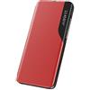 HAOYE Adatta per Cover Samsung Galaxy S23 Plus (S23+) 5G, Con Standing Flip Cover Protettiva Stand Funzione Smart Sleep Wake Up View Protective Wallet. rosso