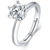SKAIJEWEL Anelli di diamante regolabili 1 carati di cristallo taglio principessa, zirconia cubica da donna, in oro bianco, fidanzamento in argento 925, anelli aperti per donne bigiotteria, Argento
