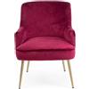 Sedute TP 90 poltrona con gambe oro in velluto bordeaux