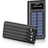 Aleevii Power Bank 20000 mAh, power bank a energia solare, ricarica rapida, portatile, con 4 porte USB e torcia, compatibile con smartphone, iPhone, Samsung, iPad, tablet