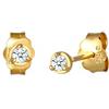 DIAMORE Elli diamonds Orecchini Donne Auricolare Solitario di Base Prezioso con diamante (0,06 Ct.) In Oro Giallo 585