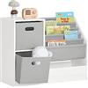 SoBuy Libreria per bambini Scaffale per bambini con scatole Scaffale per giocattoli Mobili per camerette Bianco 80x30x61cm KMB76-W