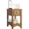 LIFEZEAL Comodino Stretto con 1 Cassetto, Comò a 2 Ripiani in Legno, Mobiletto Camera da Letto, Moderno, Tavolino Basso Laterale da Divano, Gambe in Legno Massello, per Soggiorno, 56x33x58,5cm, Fulvo
