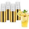 Hejo 60 Pezzi Bicchieri di Plastica Bordati in Oro, 360ml Bicchieri Cocktail Plastica Tazze per Bevande Riutilizzabili, Bicchieri da Vino per Feste per Champagne, Birra, Martini (11 x 7,6cm