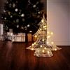 ECD Germany Albero di Natale con Illuminazione a 30 LED con Luce Bianco Caldo Decorazione Natalizia 40 cm in Metallo Oro con Timer 6 ore ON 18 ore OFF e Batterie Design Creativo