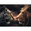 Ulmer Puzzleschmiede - Puzzle Rumble in The Jungle - Impressionante puzzle da 2000 pezzi con leone e tigre - Chi è il re nel regno degli animali - magnifico puzzle di gatto predatore per adulti
