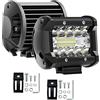 Willpower Faro LED Trattore 10cm 60W Faretto LED Luci di Lavoro Auto | 2PCS Fendinebbia LED 4, Spot, 6000K Bianco, Impermeabile IP67, per 4x4 Barca Camion Agricolo Fuoristrada