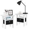 Furinno Andrey tavolino comodino con cassetto portaoggetti, Bianco/Nero, Set di 2